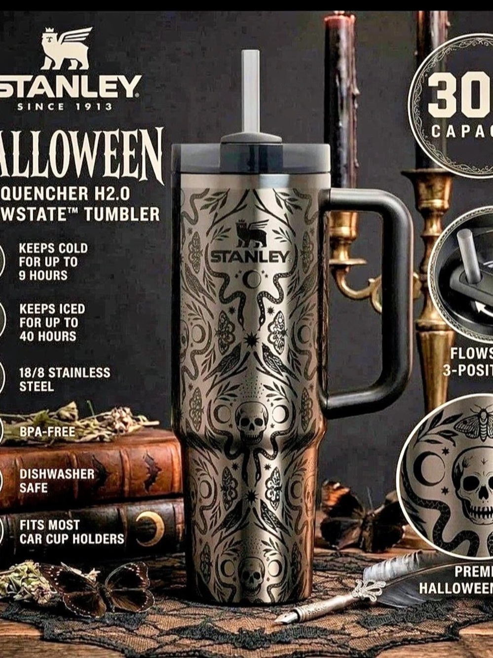Stanley Quencher H2.0 FlowState Tumbler 30 oz Halloween Tumbler NWT